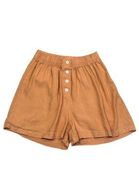 Morrow Soft Goods Esme Linen Shorts Womens Small Apricot Pull-On Casual Summer